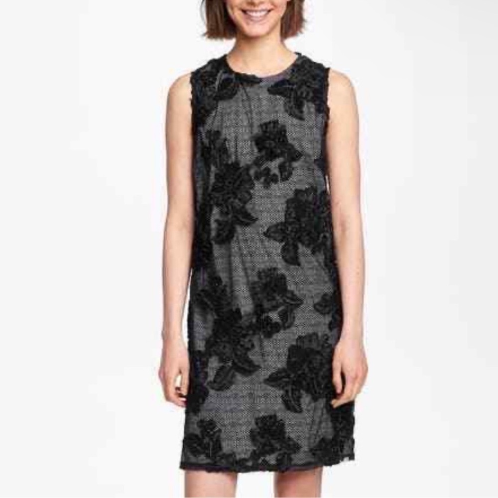 Karl Lagerfeld Black Floral Overlay Sheath Dress